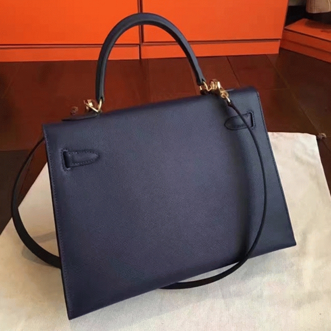 Sapphire Epsom Fake AAA H**me5 Kelly 32cm Sellier Handbag