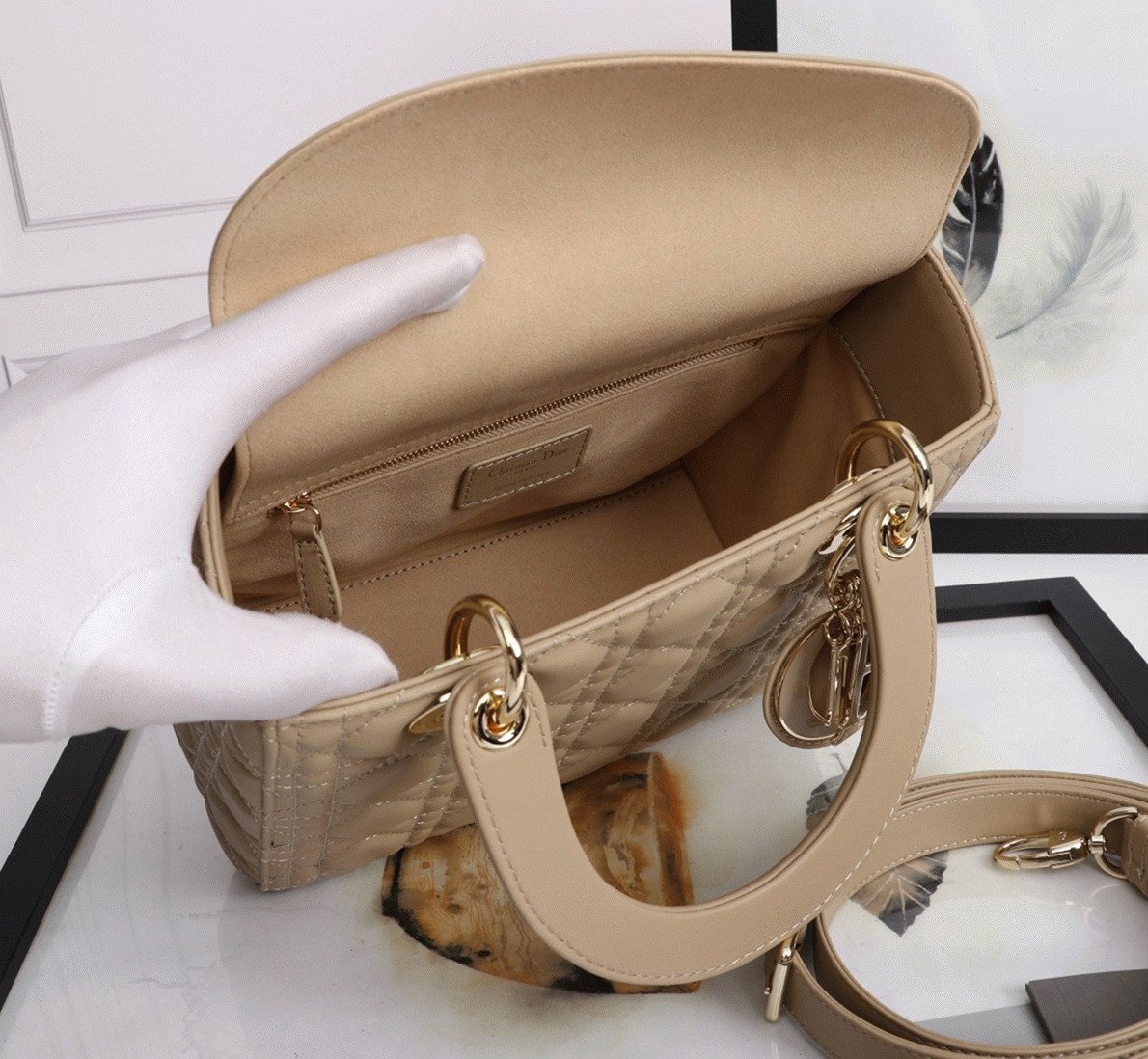 D10r Lady D10r Medium Bag Knockoff in Beige