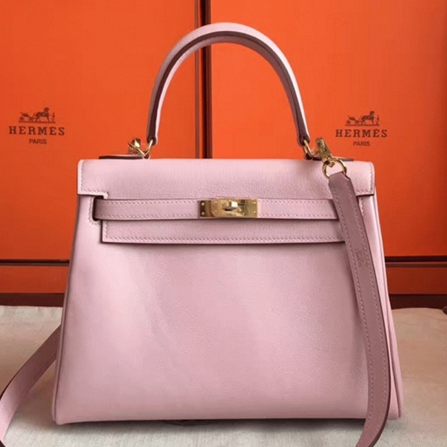 Rose Dragee Swift Replica High Quality H**me5 Kelly Retourne 28cm Bag