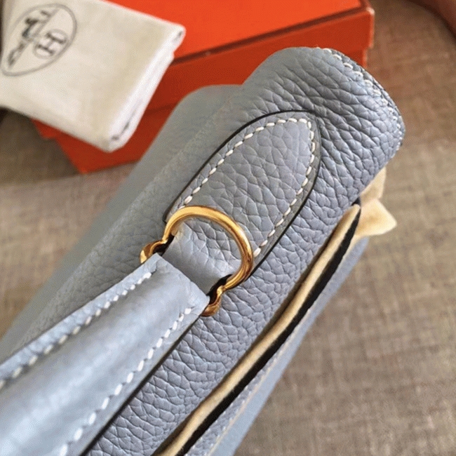 Blue Lin Clemence Fake H**me5 Kelly Retourne 32cm Soft Handbag