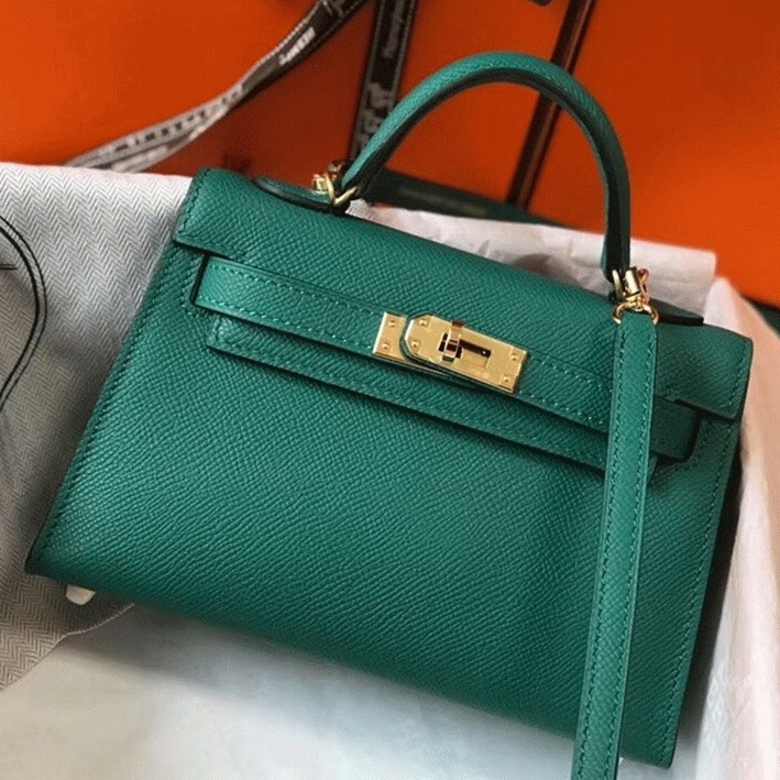 H**me5 Kelly Mini II Bag Replica in Vert Vertigo