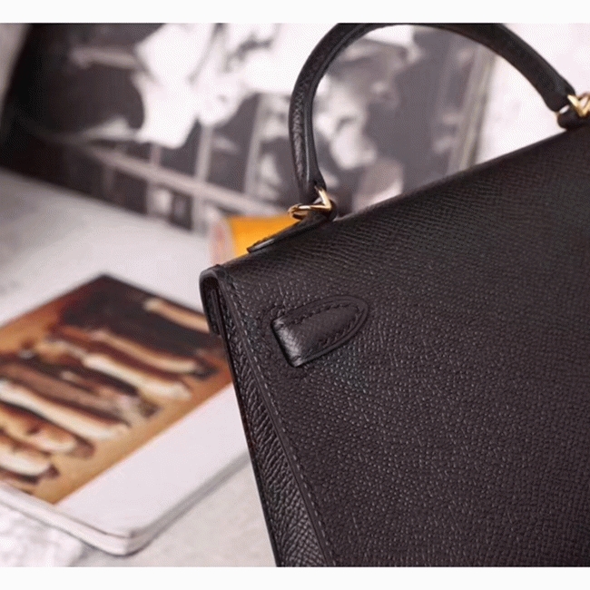 Black Epsom Knockoff H**me5 Kelly 20cm Classic Handbag