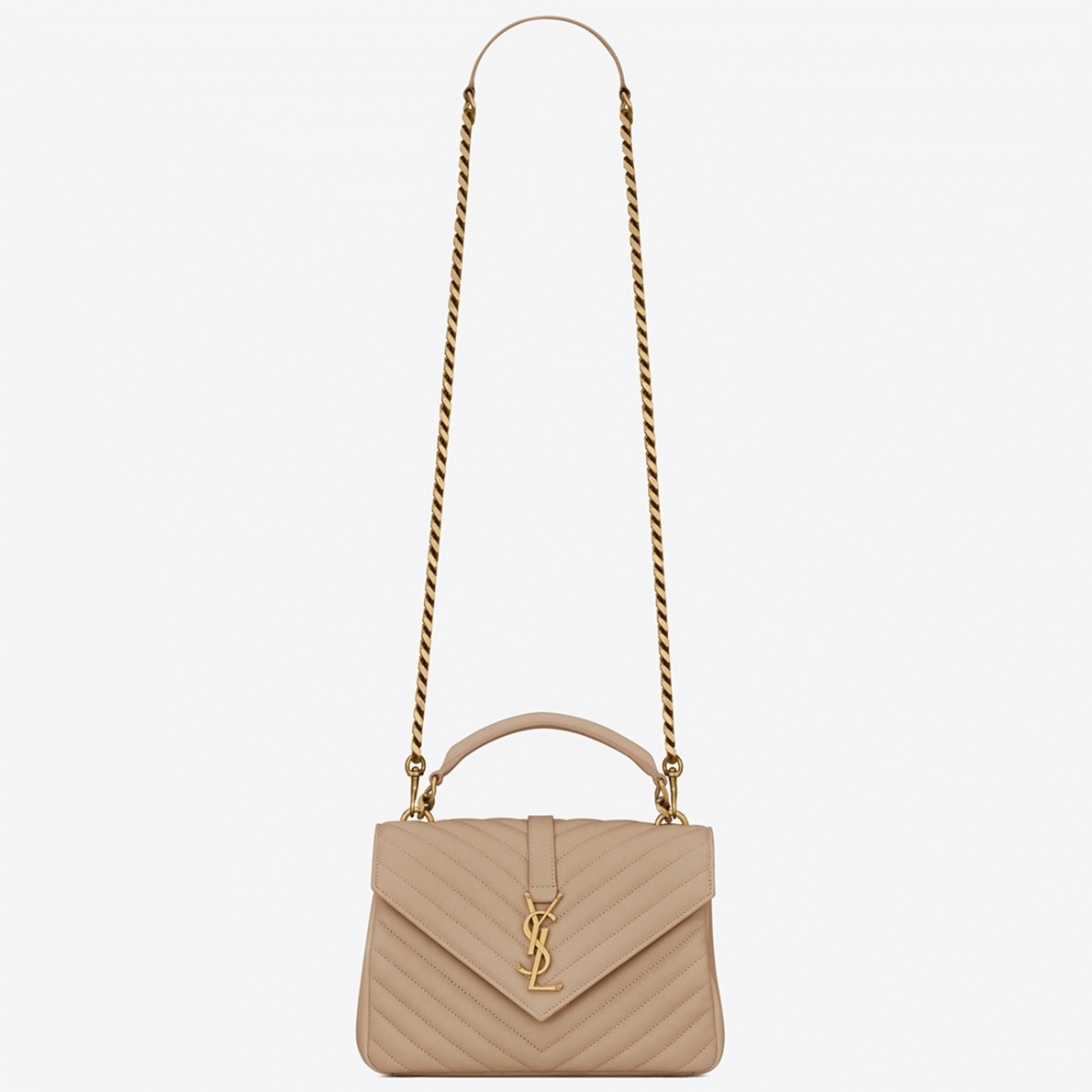 Fake Sa1nt Lau*nt College Medium Chain Bag Beige