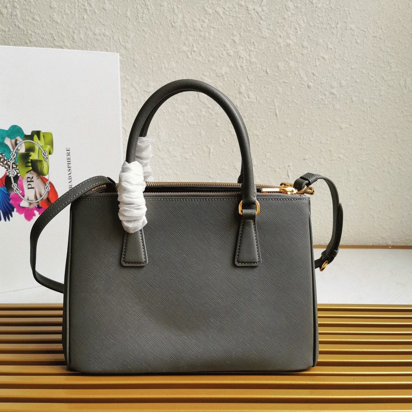 Grey Pra*a Galleria Medium Bag Replica