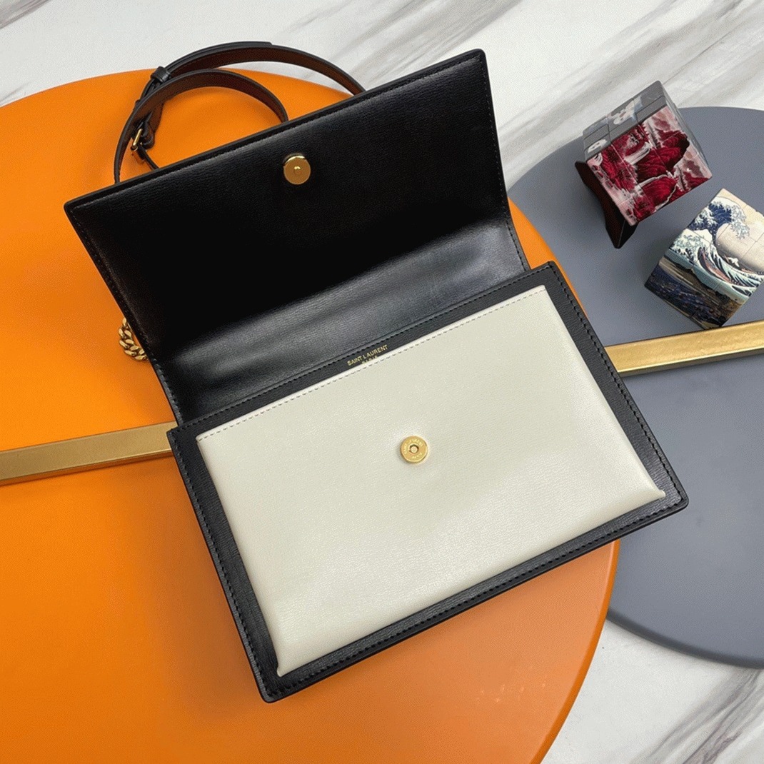 Knockoff Sa1nt Lau*nt Sunset Medium Top Handle Bag Bicolor Calfskin