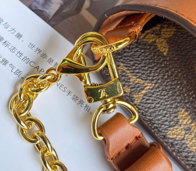 L0vis Vvtt0n Monogram Canvas Padlock On Strap Bag In Caramel