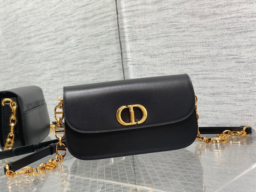 D10r 30 Montaigne Avenue Bag Knockoff in Black Box Calfskin