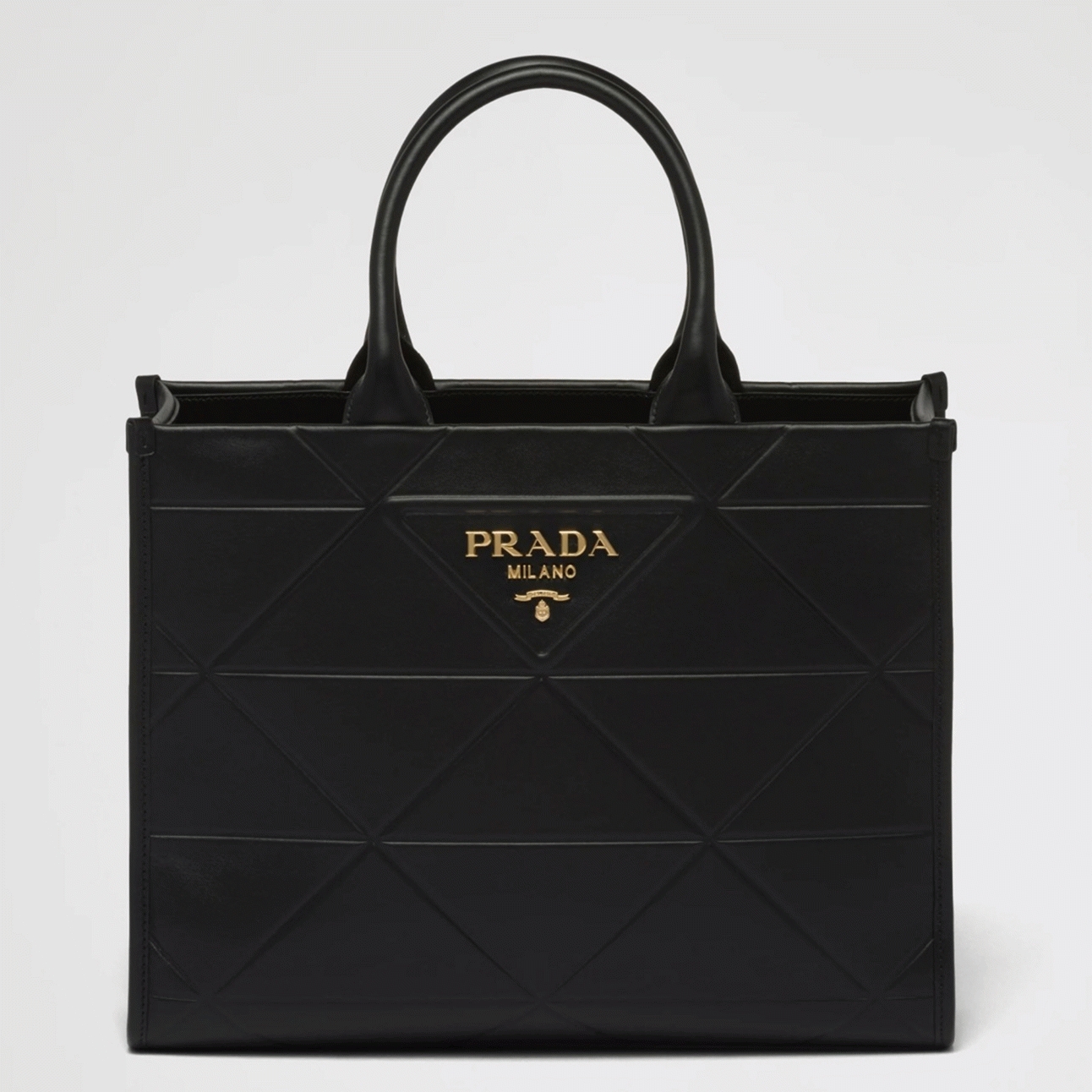 Pra*a Symbole Medium Bag Replica with Topstitching in Black