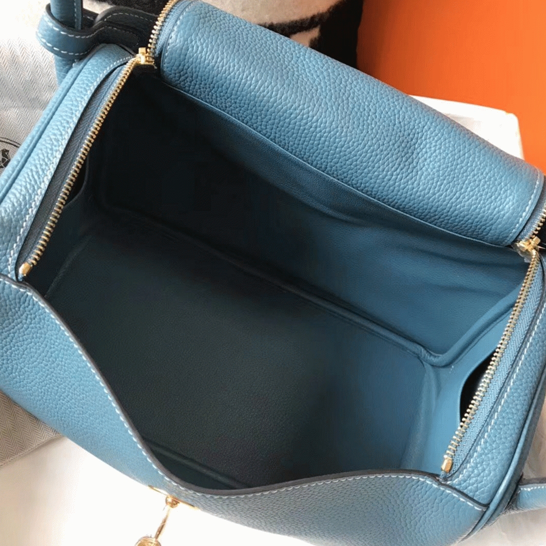 Fake H**me5 Lindy 30cm bag in blue jean tone