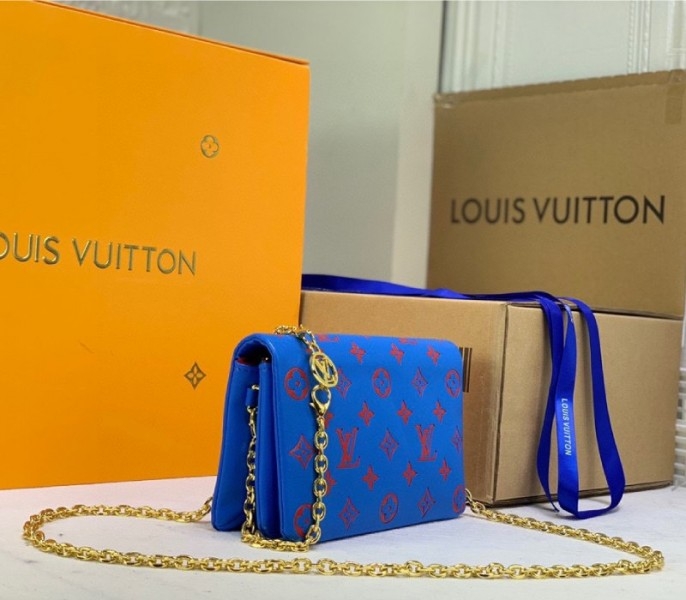 L0vis Vvtt0n Coussin Pochette In Blue And Red