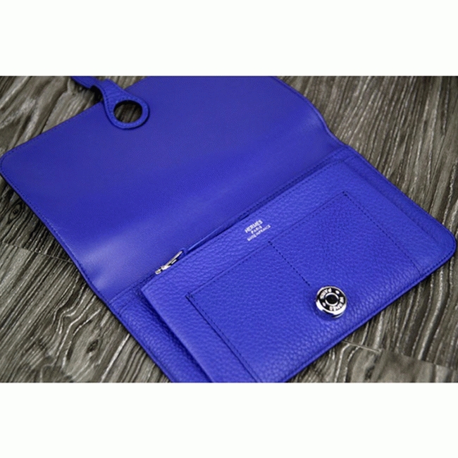 Electric blue designer replica H**me5 Dogon combine wallet