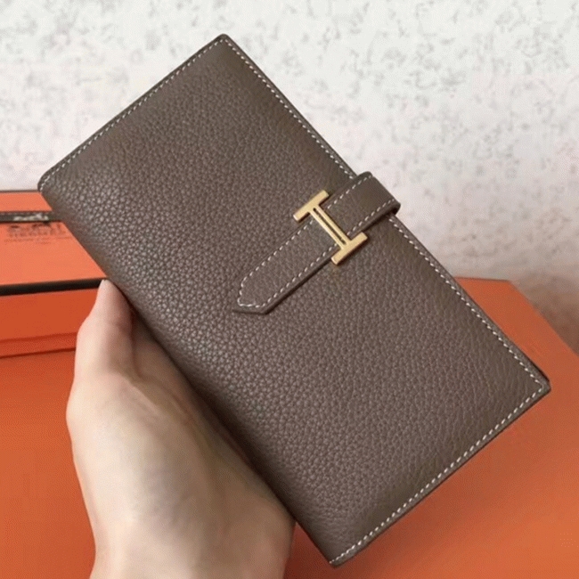 Taupe Clemence Fake Luxury H**me5 Bearn Wallet