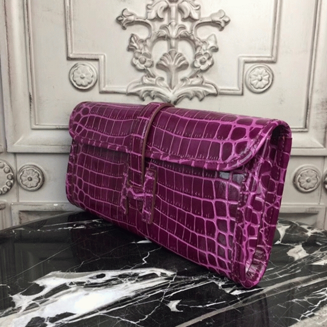 Fuchsia Crocodile Leather Knockoff H**me5 Jige Elan 29 Bold Clutch
