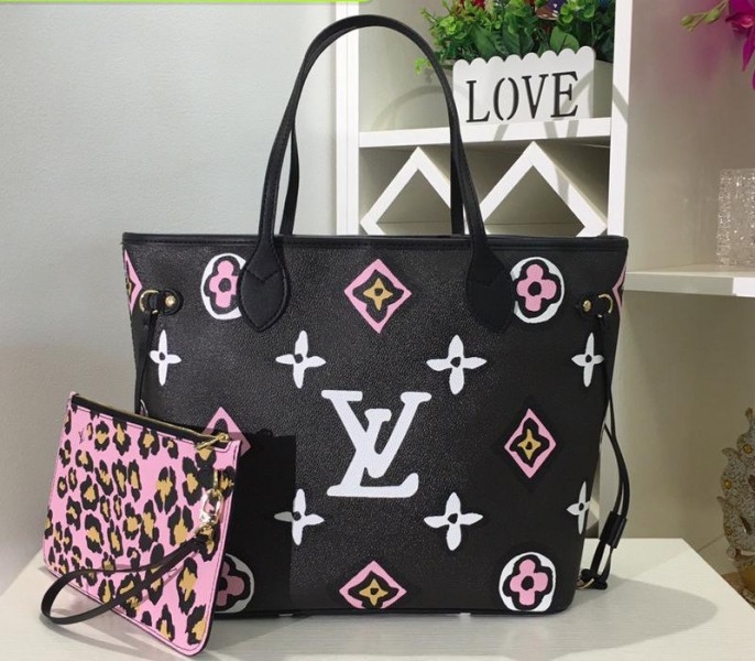 L0vis Vvtt0n Wild At Heart Neverfull MM Bag In Black