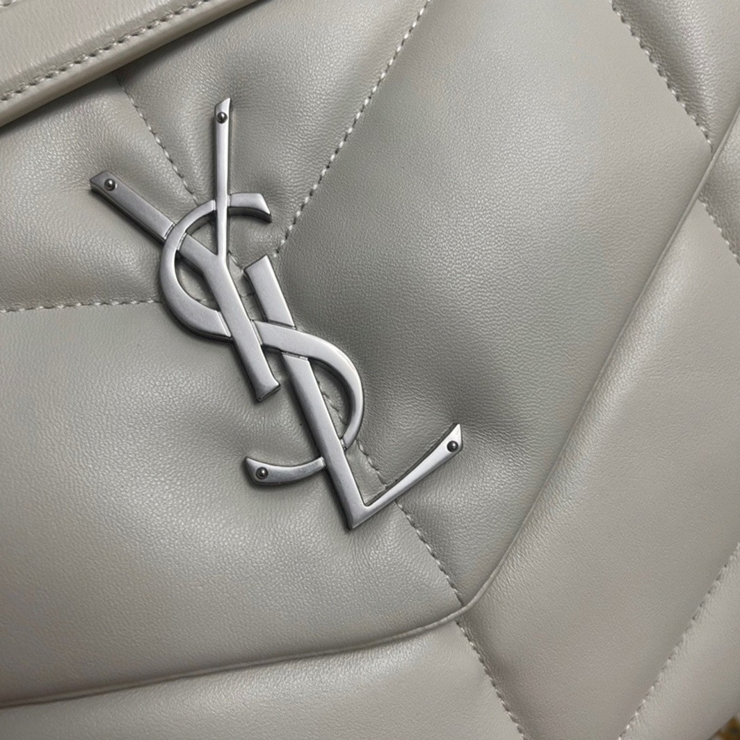 Replica Sa1nt Lau*nt Puffer Medium Chain Bag Ivory Lambskin