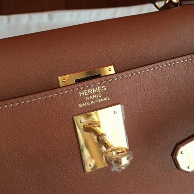Brown Swift Fake H**me5 Kelly Retourne 32cm Soft Leather Handbag