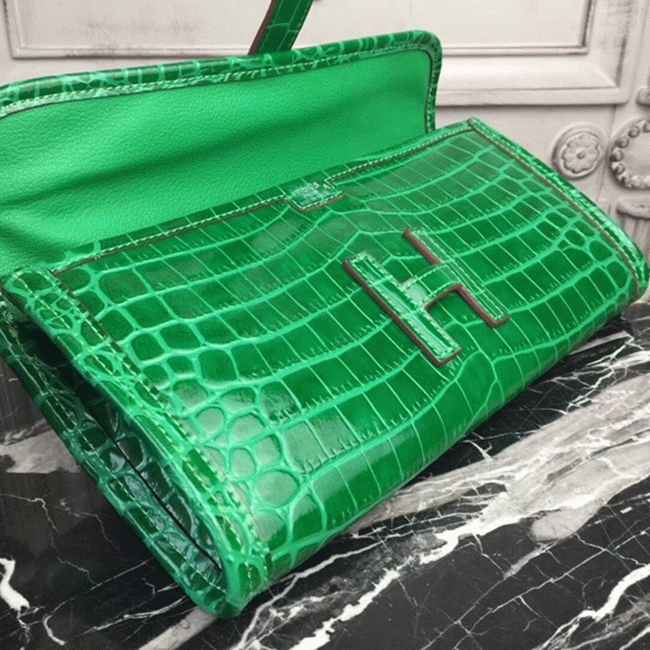 Bambou Knockoff H**me5 Jige Elan 29 Green Accent Clutch