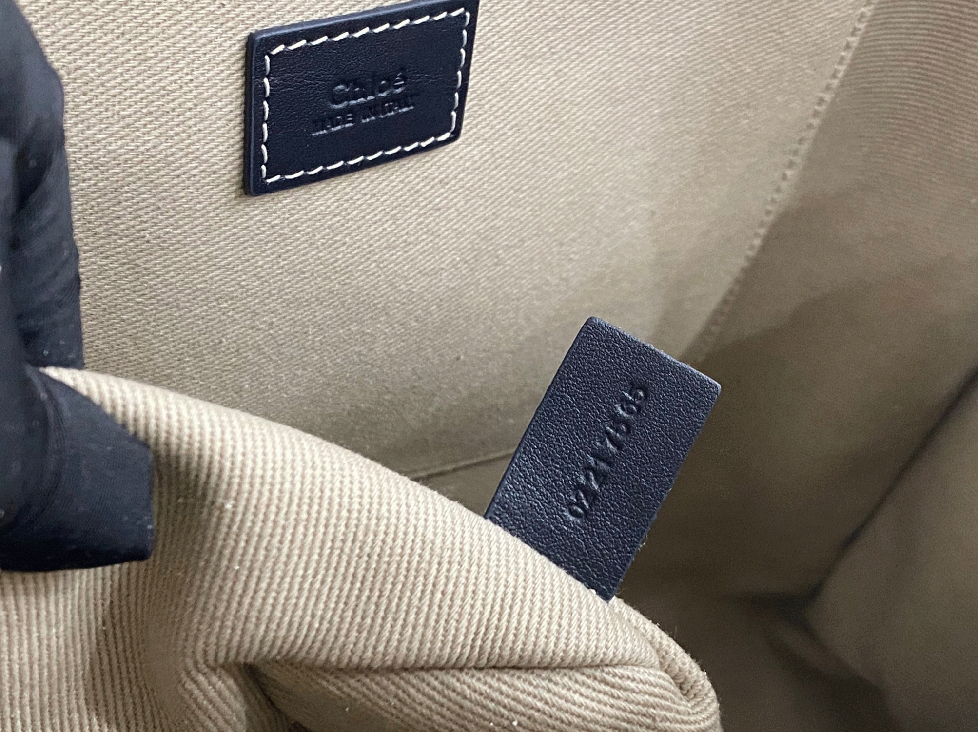 top quality fake Ch10e woody large tote bag in linen canvas with navy blue leather