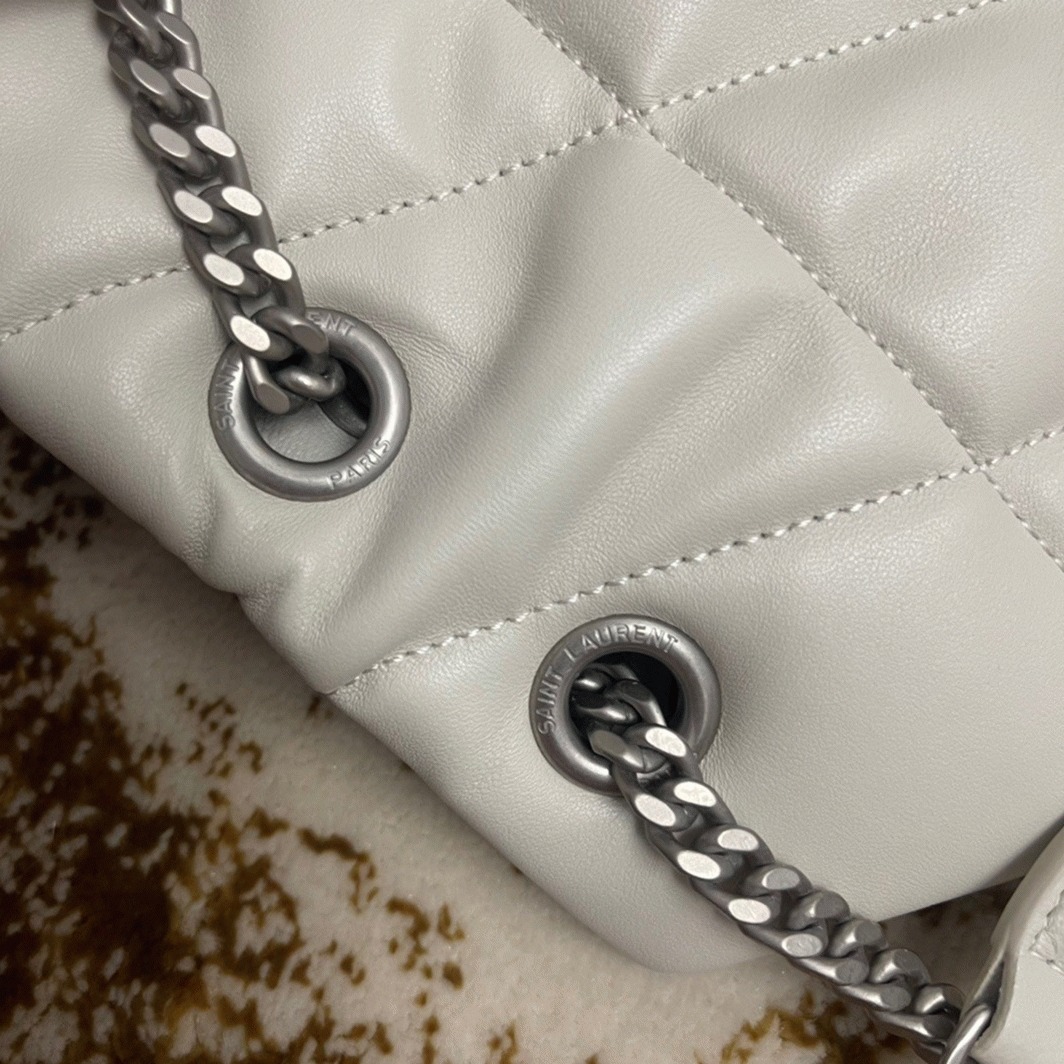 Replica Sa1nt Lau*nt Puffer Small Chain Bag Ivory Lambskin