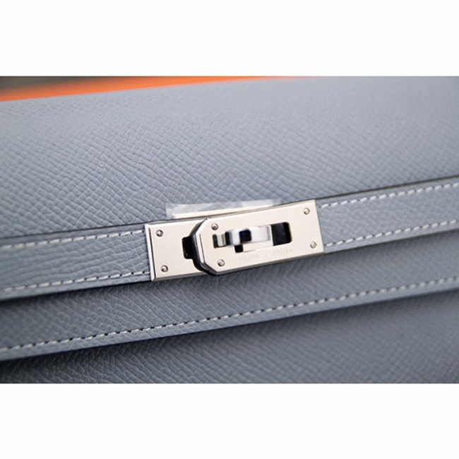 Blue lin knockoff H**me5 Kelly Longue wallet