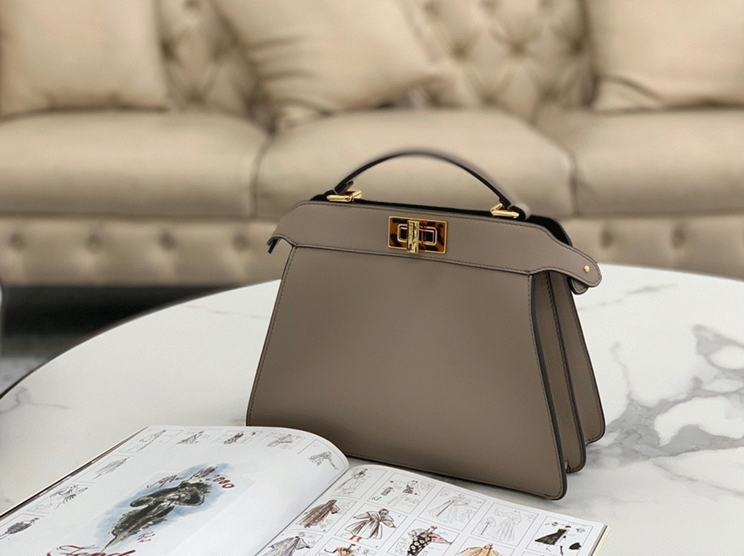 Grey Calfskin F**di Peekaboo ISeeU Small Imitation Bag