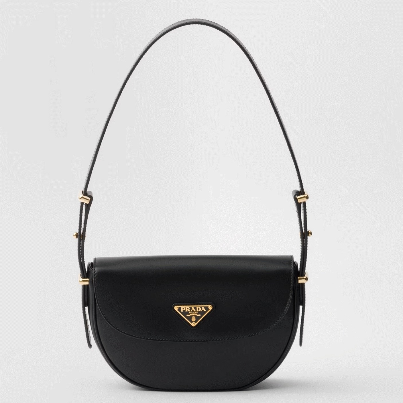 Black Pra*a Arque Shoulder Bag with Flap Fake