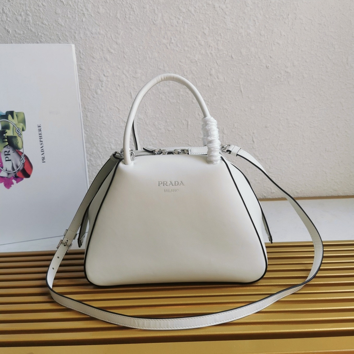 Pra*a S*pernova Small Top Handle Bag Imitation in White