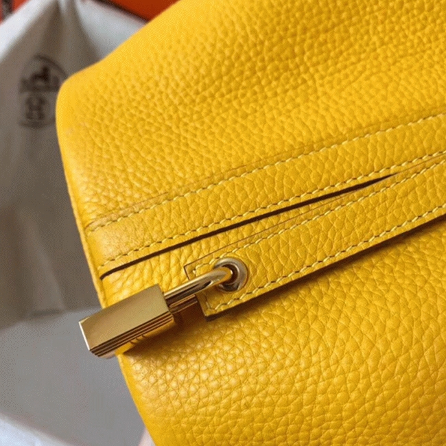 Yellow bicolor luxury copy H**me5 Picotin Lock 18cm handbag