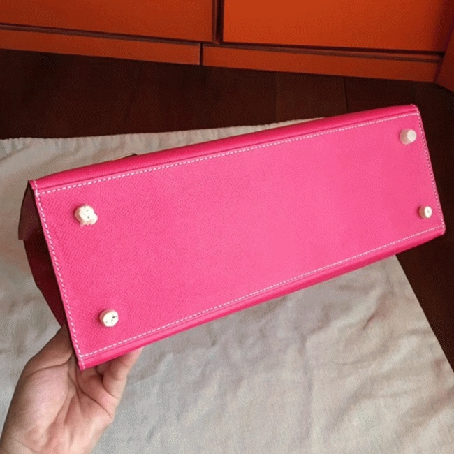 Rose Tyrien Epsom Fake H**me5 Kelly 32cm Sellier Bright Tote