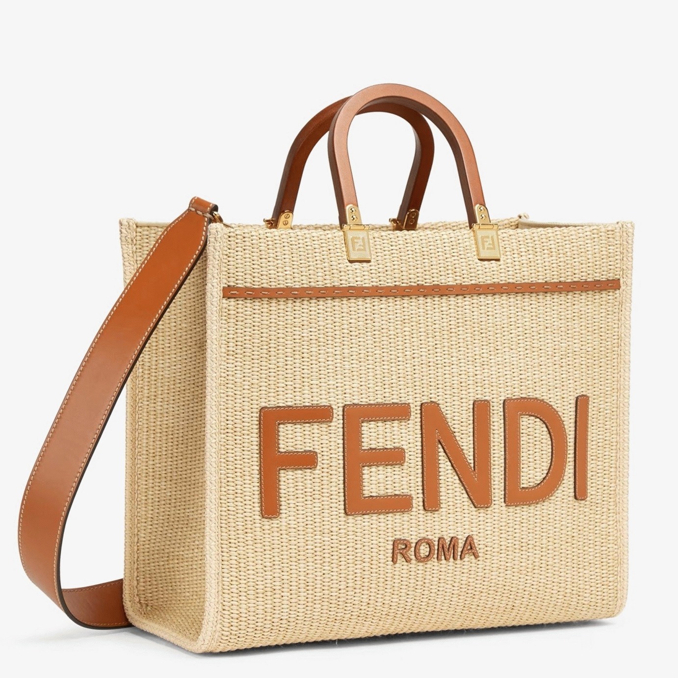 Top Quality Replica F**di Sunshine Medium Tote Bag in Natural Straw