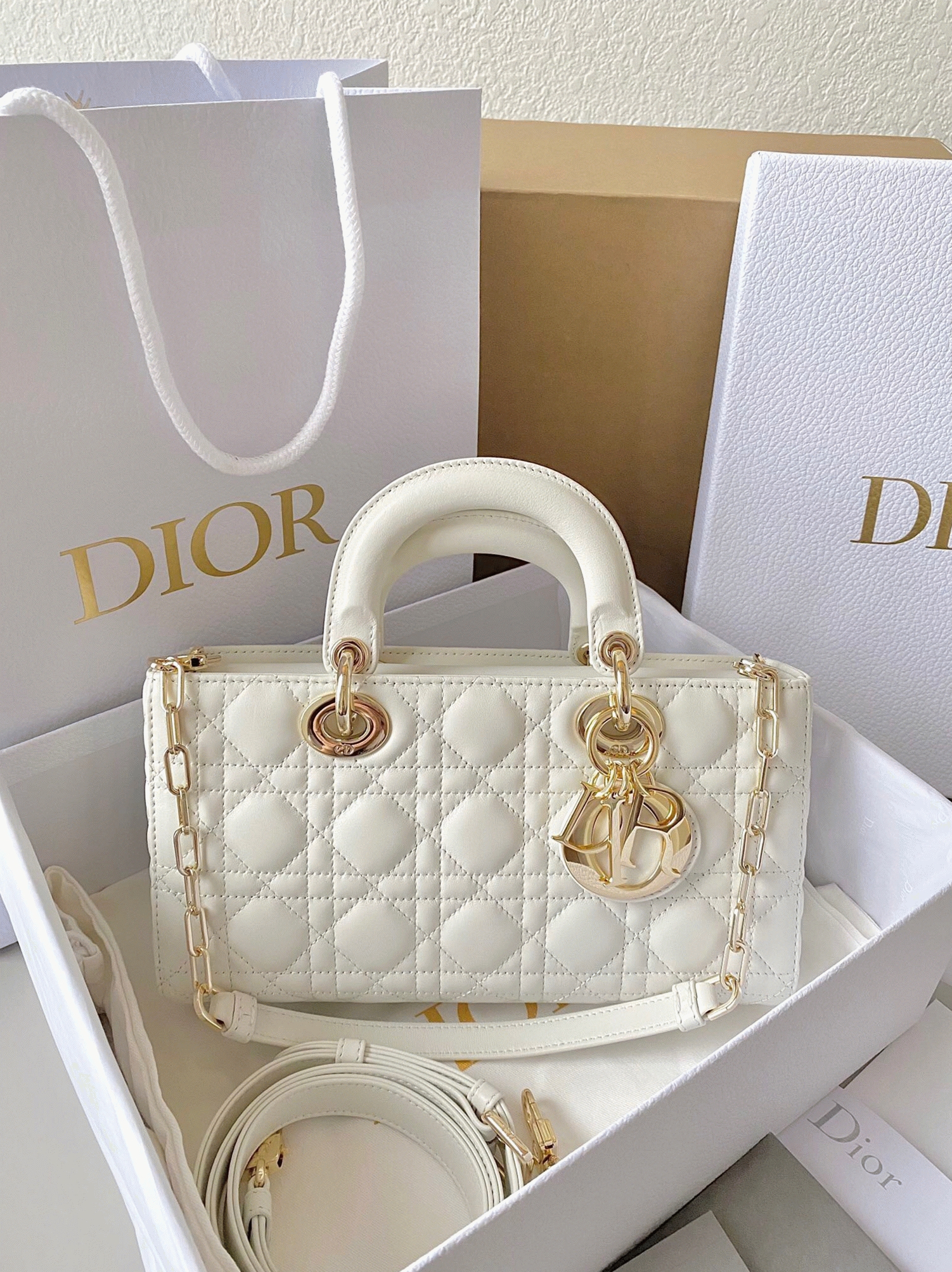 D10r Lady D-Joy Small Bag Knockoff in White