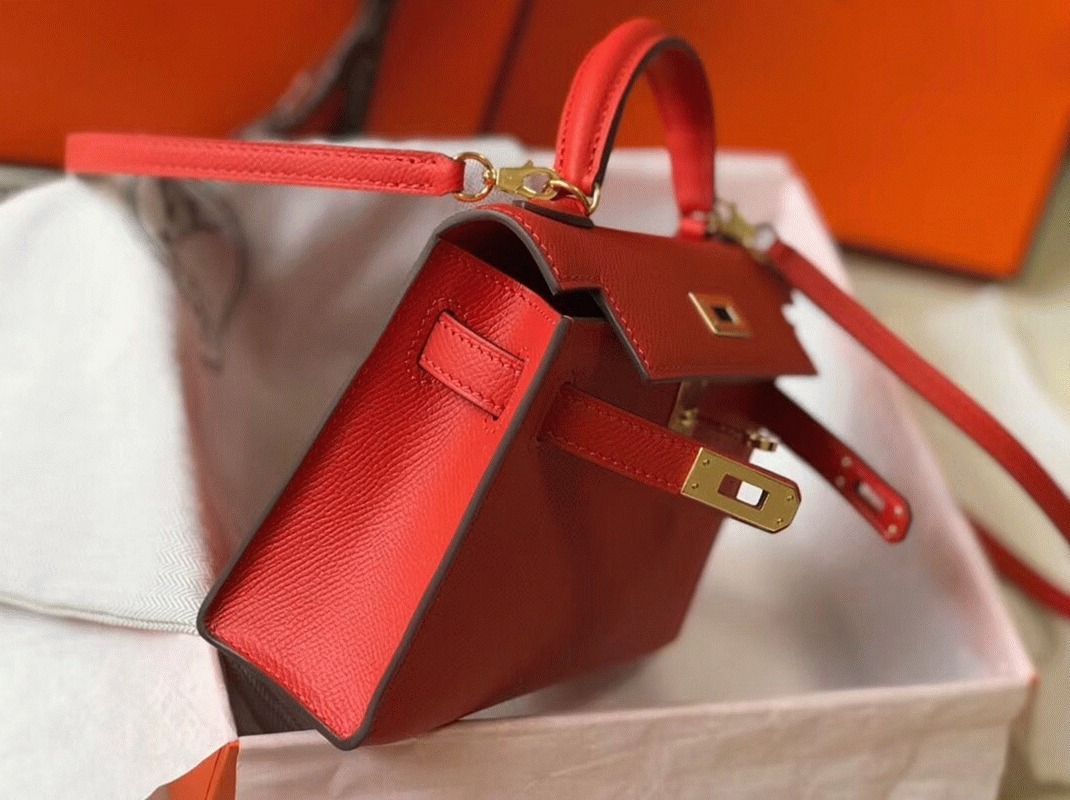 H**me5 Kelly Mini II Bag Replica in Rouge Casaque