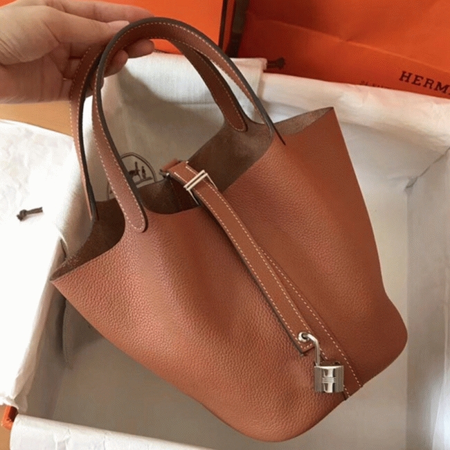 Gold imitation H**me5 Picotin Lock 18cm handbag
