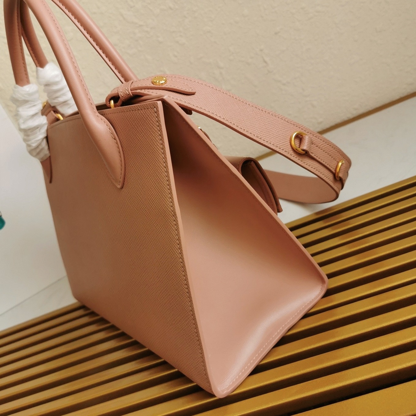 Pra*a Monochrome Medium Bag Best Replica in Nude