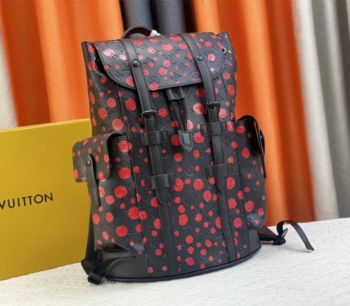 L0vis Vvtt0n X YK Christopher Backpack In Red Infinity Dots