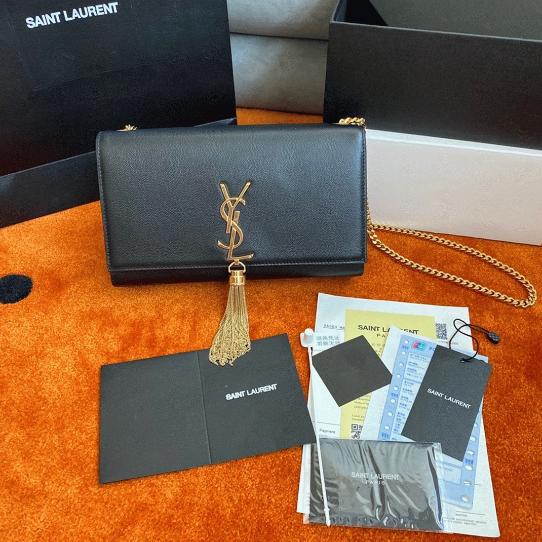 Sa1nt Lau*nt Kate Medium Tassel Bag Black