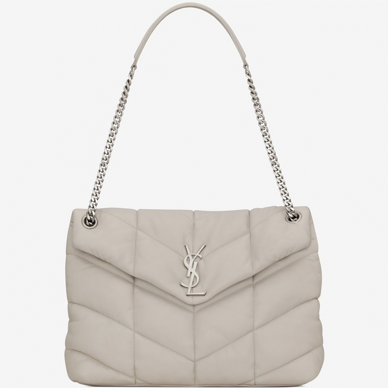 Replica Sa1nt Lau*nt Puffer Medium Chain Bag Ivory Lambskin