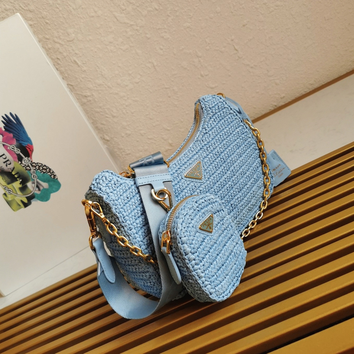 Pra*a Re-Edition Shoulder Bag Fake in Blue