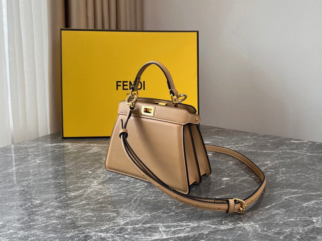 Top Quality Fake F**di Peekaboo ISeeU Petite Bag In Beige Nappa Leather