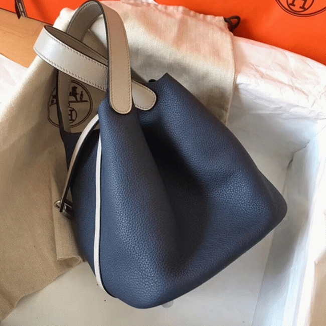 Bicolor sapphire replica H**me5 Picotin Lock 22cm handbag