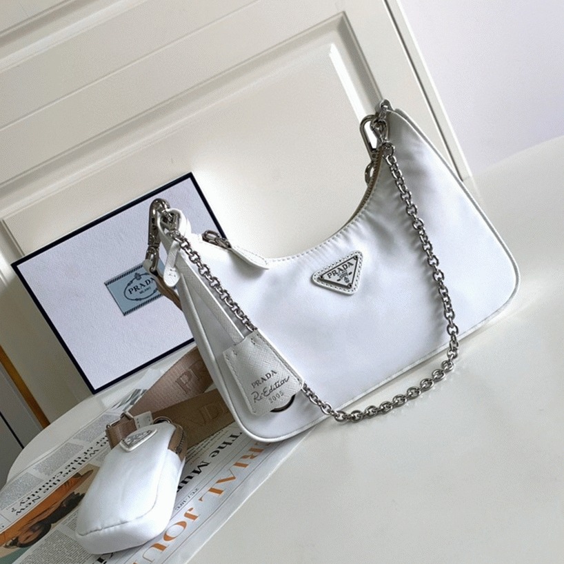 Pra*a Re-Edition Shoulder Bag Knockoff in White