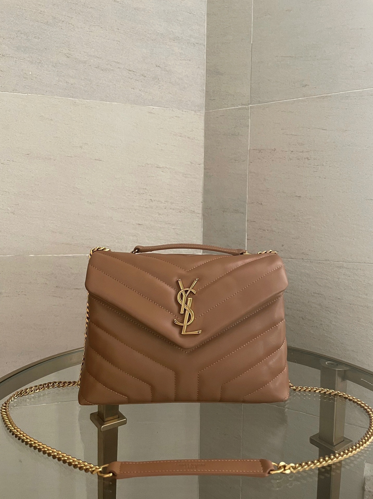 Replica Sa1nt Lau*nt LouLou Small Chain Bag Brown
