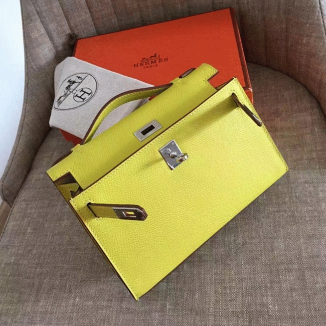 Soufre Epsom Knockoff H**me5 Kelly Pochette Vibrant Handbag