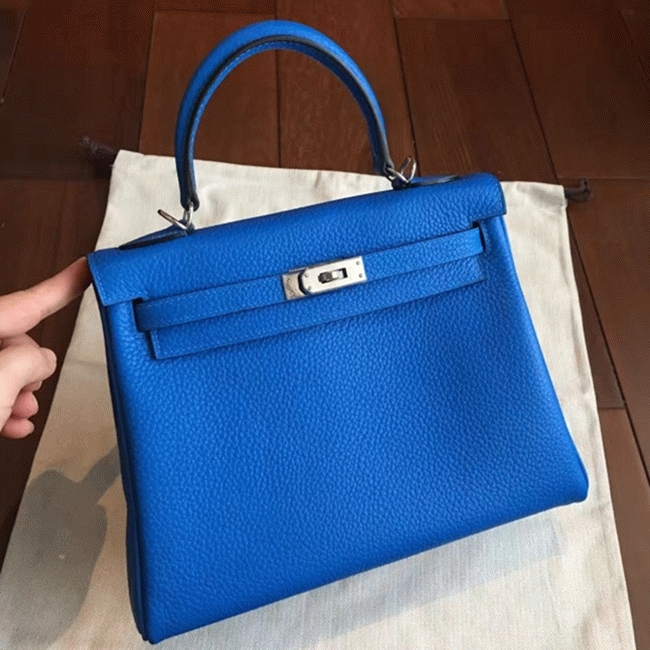 Blue Clemence Replica H**me5 Kelly 25cm Chic Tote