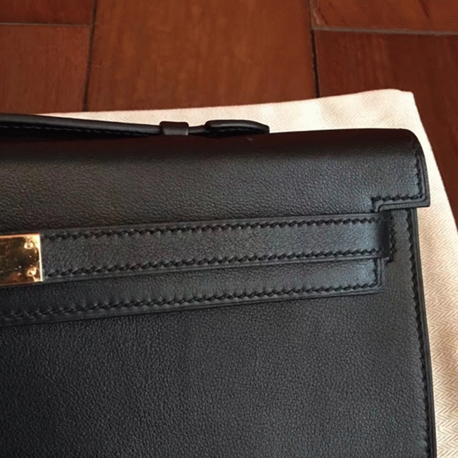 Black Swift Fake H**me5 Kelly Cut Clutch Elegant Clutch