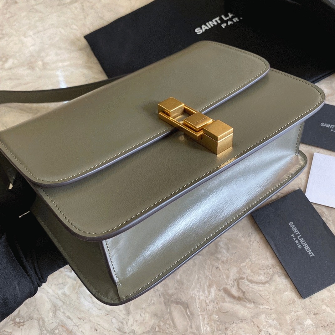 Fake Sa1nt Lau*nt Le Carre Satchel Bag Olive