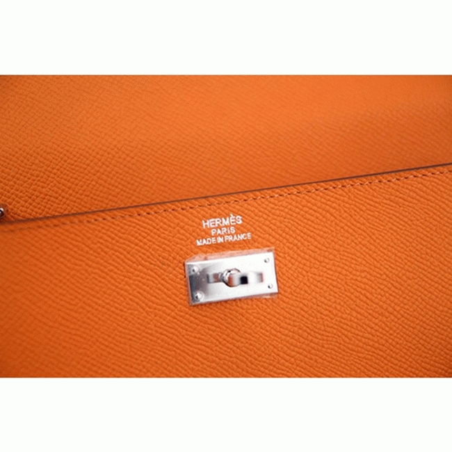 Orange cheap replica H**me5 Kelly Longue wallet