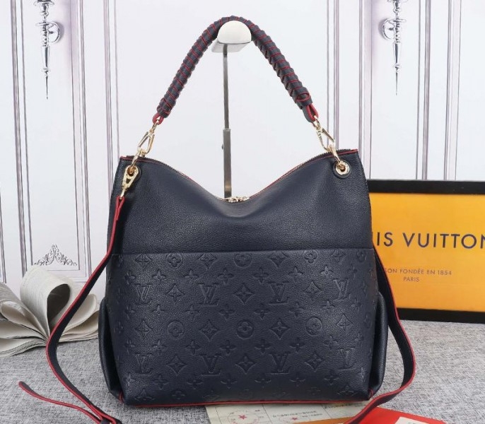 L0vis Vvtt0n Monogram Empreinte Leather Maida Hobo In Navy Blue