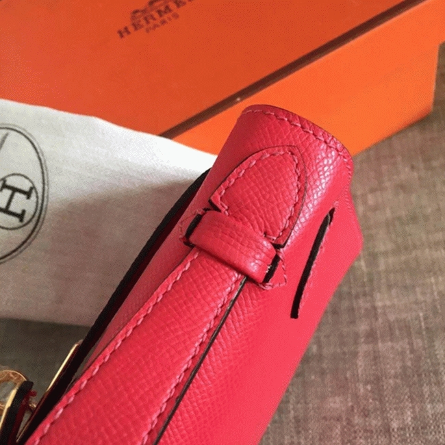 H**me5 Red Epsom Fake Designer Kelly Pochette Classic Purse