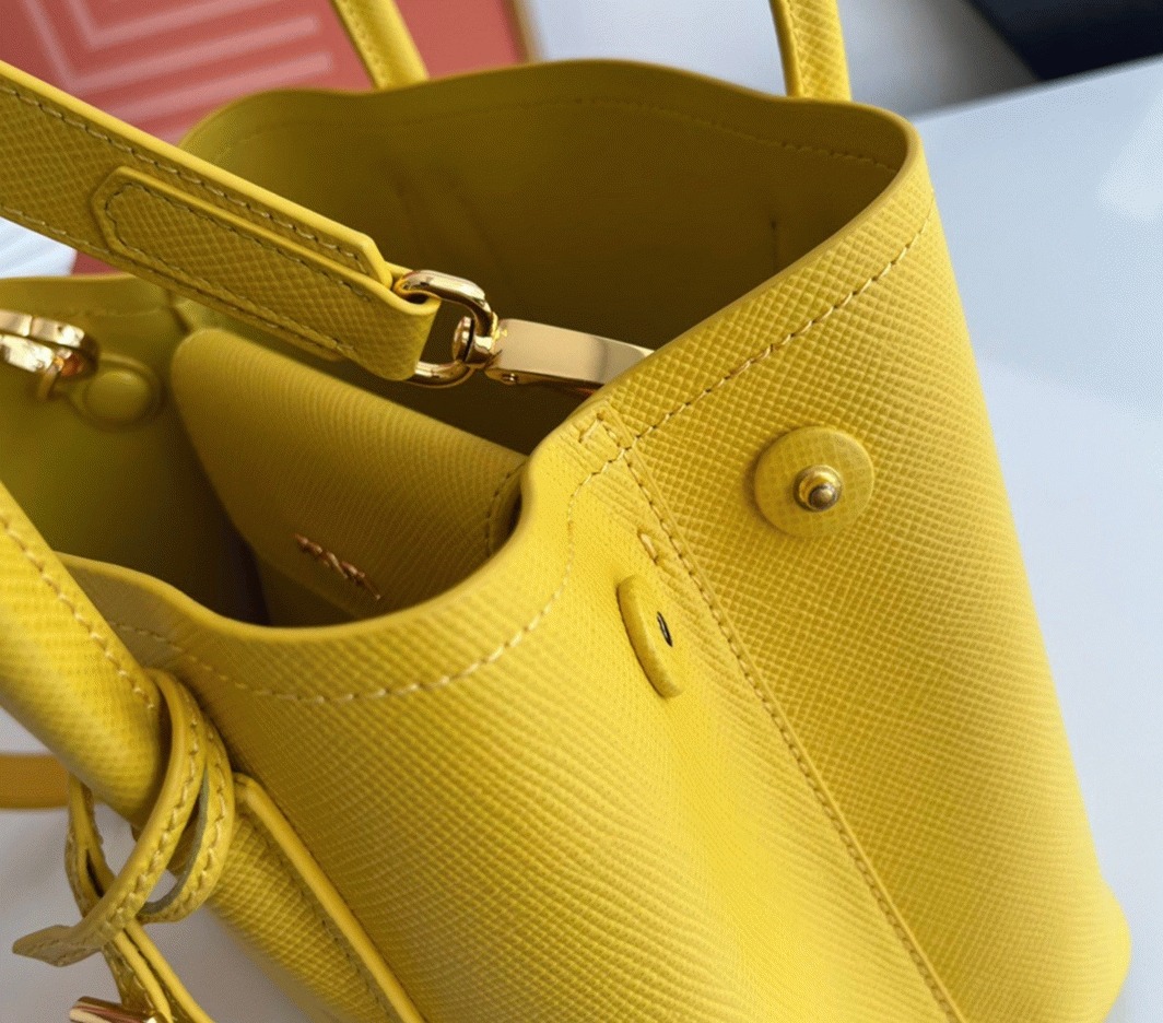 Yellow Pra*a Double Mini Bag Fake